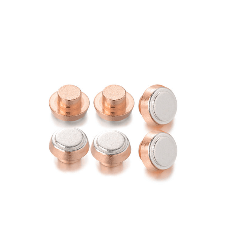 Flat Head Electrical Bimetallic Copper Tungsten Contact Rivets Brass Stamping Terminal Parts Silver Contact