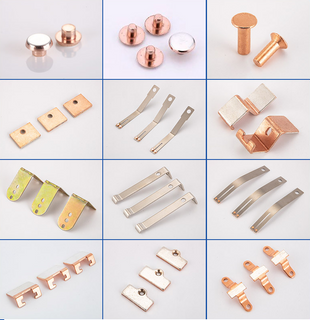 Flat Head Electrical Bimetallic Copper Tungsten Contact Rivets Brass Stamping Terminal Parts Silver Contact